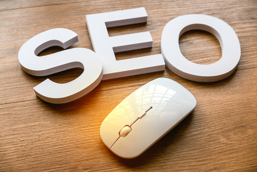 SEO alphabet. Search engine optimization.Concept of marketing, ranking, traffic of website internet business technology.